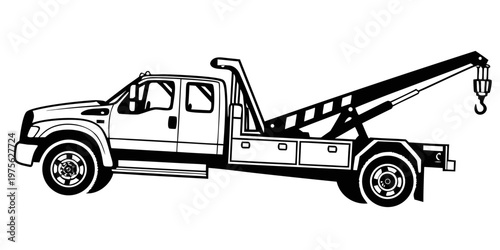 A classic black and white illustration of an old station wagon