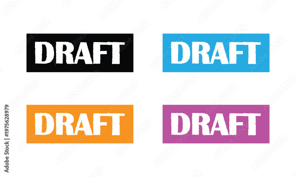 Fototapeta premium Draft stamp symbol, label sticker sign button, text banner vector illustration . EPS 10 .