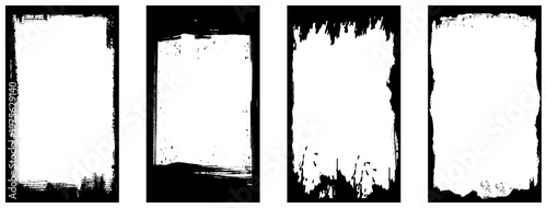 Grunge graffiti frames set templates.. Collection of 4 black grunge border frame.