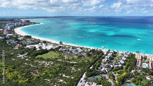 Wallpaper Mural Grace Bay At Turks And Caicos In Overseas Territory United Kingdom. Caribbean Skyline. Beach Landscape. Highrise Buildings. Grace Bay In United Kingdom. Nature Background Torontodigital.ca