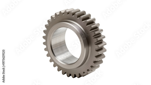 Εκτύπωση καμβά Single metal gear with teeth and inner ring, isolated on transparent background