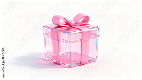 Transparent Pink Ribbon Gift Box · 3D Gift Scene