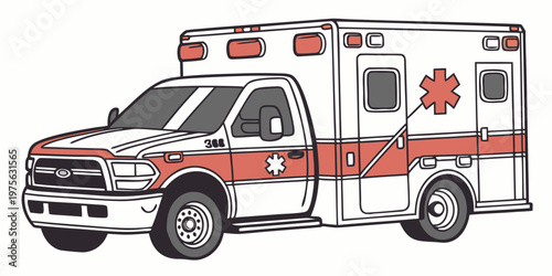 Delivery truck with red and white stripes parked on the road