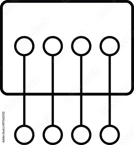 Simple line drawing of a rectangular connector with four circular terminals