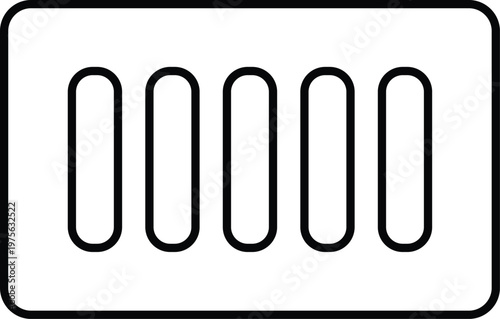 Simple line art illustration of a rectangular barcode with five vertical bars