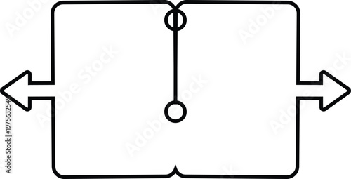 Simple line drawing of a square with arrows and a central switch