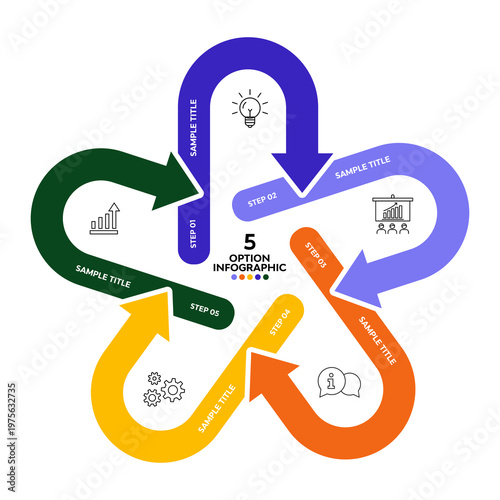 Infographic vector diagram arrow for business presentations. Infographic 5 options. Vector editable.