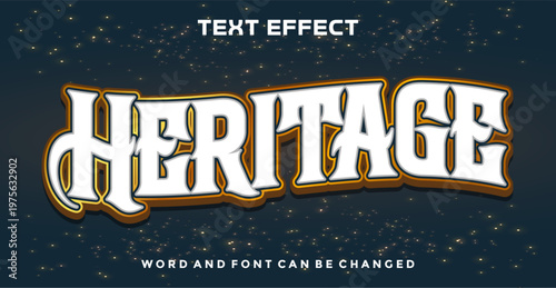 Heritage 3D Text Effect with White and Gold Gothic Typography on Dark Sparkle Background