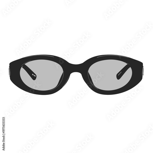 Black Oval Frame Glasses 3d Icon