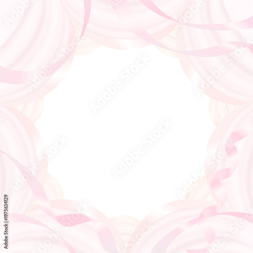 ピンクのリボンとカーテンのフレーム