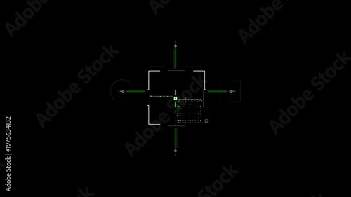 Sci Fi Futuristic HUD Target with Computer Data Screen High Tech Concept animation with Alpha Channel.