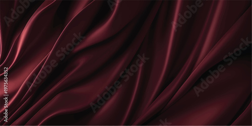 Red Satin Fabric. abstract red liquid background, paint splash, swirl pattern and water drops, beauty gel and cosmetic texture. Abstract red fabric with soft wave texture background .