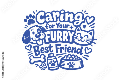 "Caring for Your Furry Best Friend" Pet Care Vector Illustration