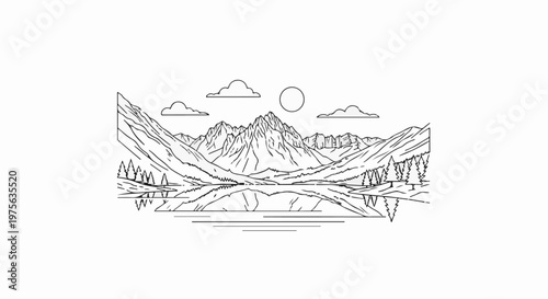 A mountain range reflected in a calm lake under a bright sun