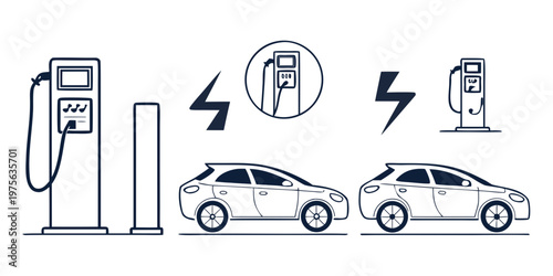 Illustration of various modes of transportation including a truck, car and bicycle