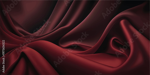 Close-up of a rich, deep red satin fabric. A close-up shot showcasing the luxurious drape and texture of a deep red satin fabric.