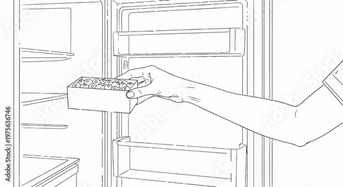 Hand placing container of berries into an open refrigerator interior