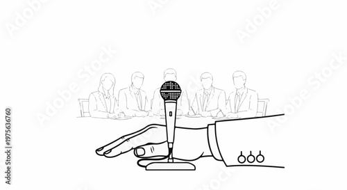 Hand holding microphone before audience