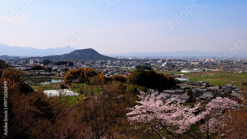 奈良県の甘樫丘から眺める大和三山（パンニング）