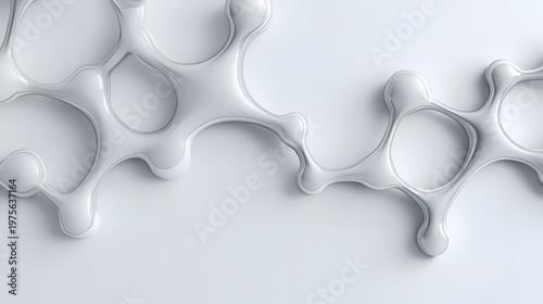 Glossy White Organic Molecular Structure Abstract Background for Biotechnology Medical Research and Healthcare Science Communication
