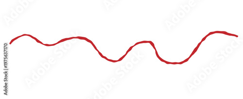 Red thread line. Minimal doodle isolated vector illustration