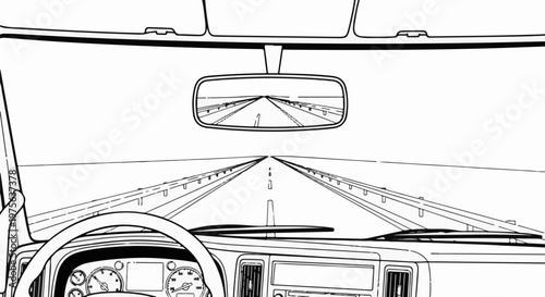 View from inside a vehicle driving on a straight highway