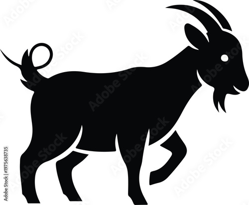 Goat Silhouette Vector Icon Isolated on White Background for Farm Animal Design