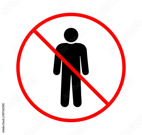No entry icon with prohibited person symbol. Restricted area, no access and safety warning icon for security signage, industrial zones and control systems