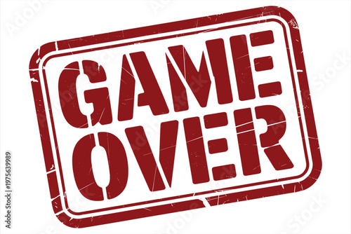 Red grunge rubber stamp impression with text game over