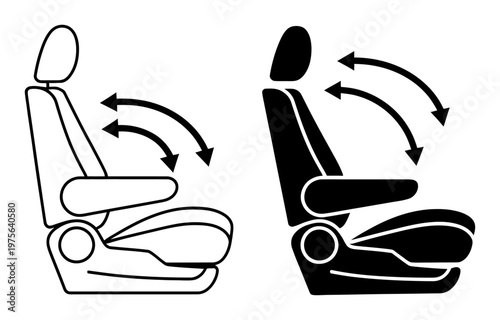 Car Seat Adjustment Arrows Vector Illustration