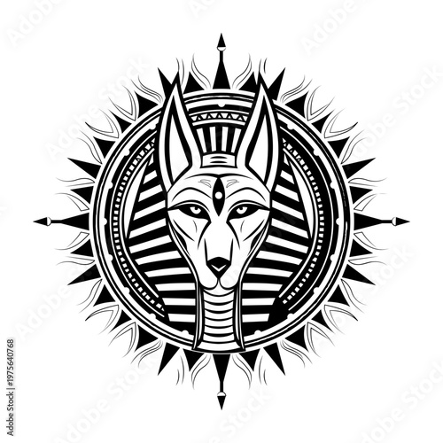 A glyph style illustration showing anubis