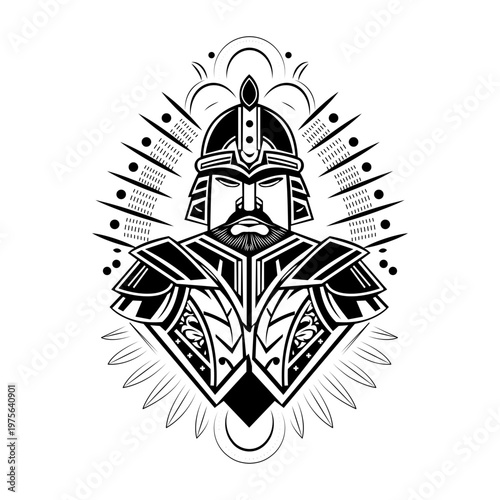 A glyph style illustration showing terracotta warrior