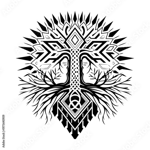 A drawing style illustration representing norse myth