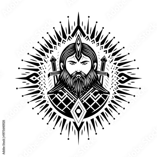 A sketchy style illustration depicting viking blacksmith