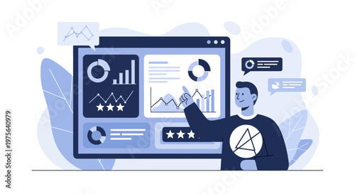 Businessman presenting data on screen.