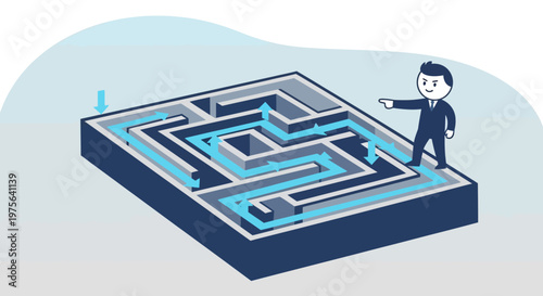 Businessman standing in maze.
