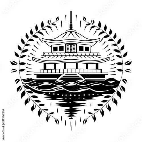 A drawing style illustration representing palace pavilion