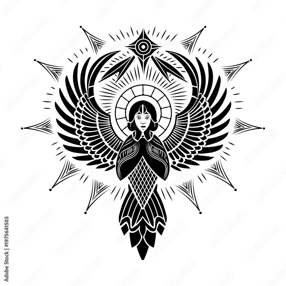 Fototapeta premium A drawing style illustration representing guardian angel