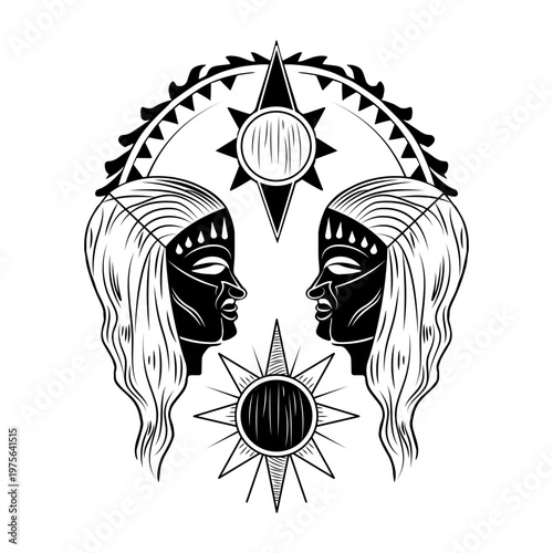A drawing style illustration representing african ritual