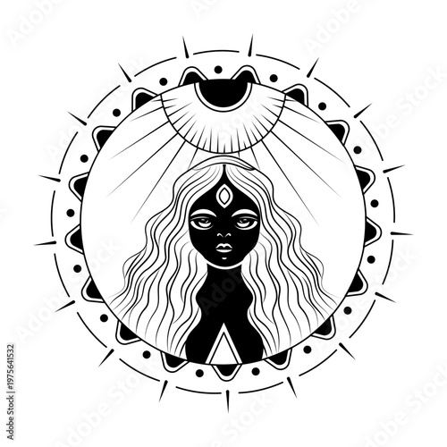 A sketchy style illustration depicting goddess idol