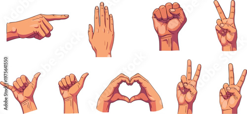 Vintage Comic Style Realistic Skin Tone Body Language