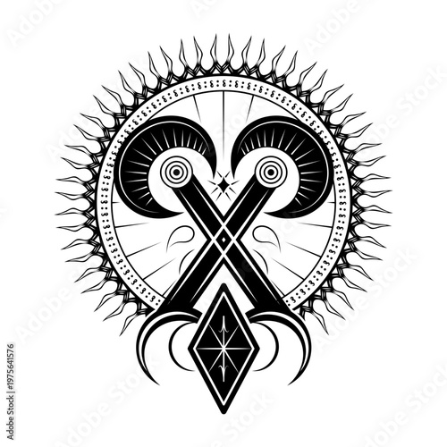 A drawing style illustration representing bind rune