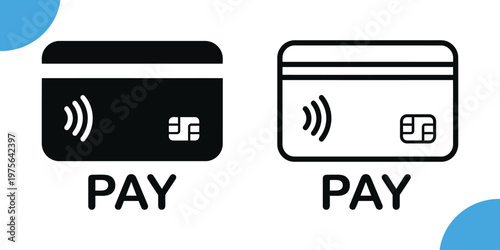 Digital finance and contactless payments credit card icons representing modern financial transactions