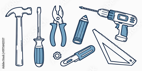 A collection of various office stationery items neatly arranged