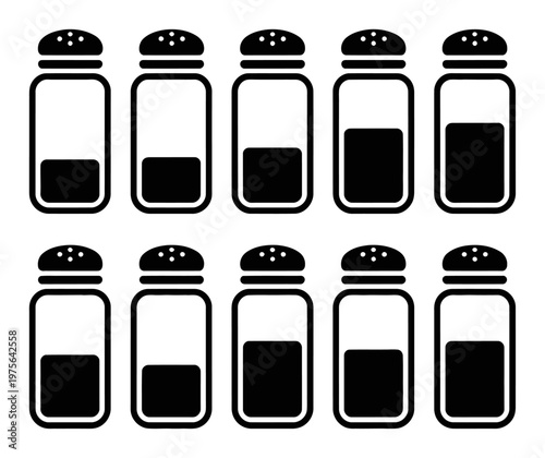 Salt Shaker Set Black Vector Illustration
