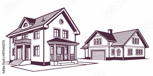 A charming collection of miniature wooden houses with steep roofs