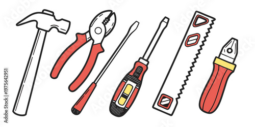 A collection of red knives with serrated and smooth edges