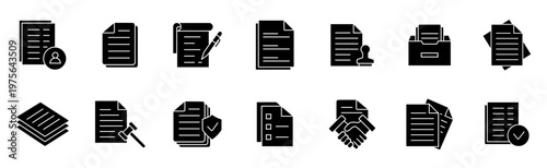 Document icons set. Documents icons collection. File symbol. Vector illustration.