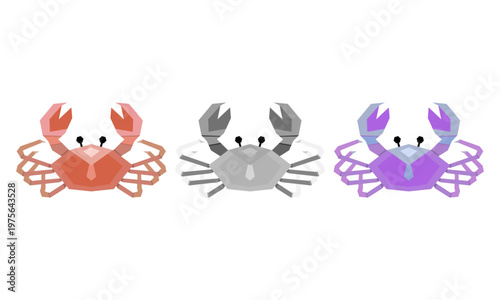 Modern **Low Poly Crab** Character **Geometric Vector** Illustration Set for **Mascot Logo**