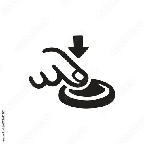 Illustrative icon of a hand finger applying pressure to activate a circular object